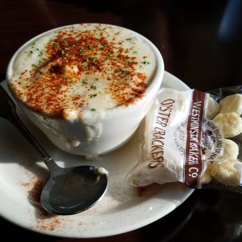 The Dutchie - Dutchman's famous Clam Chowder ($4.95). Shucks, it was so good.........I should have gotten a bowl instead of a cup. - Seafood Near Me - Morro Bay, California The Dutchie - Dutchman's famous Clam Chowder ($4.95). Shucks, it was so good.........I should have gotten a bowl instead of a cup. - Seafood Near Me - Morro Bay, California