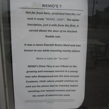 Nemo's - story of name - Fast Food Near Me - Escalante, Utah Nemo's - story of name - Fast Food Near Me - Escalante, Utah
