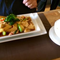 Giggling squid - Chilli and Basil Gra Pao, with a side of rice (separate cost)
