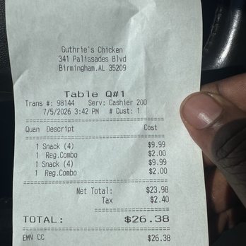 Guthrie's Chicken - Fast Food Near Me - Birmingham, Alabama