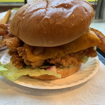 Rock's Chicken & Fries - Bacon cheddar fried chicken sandwich - American Near Me - Atlanta, Georgia Rock's Chicken & Fries - Bacon cheddar fried chicken sandwich - American Near Me - Atlanta, Georgia