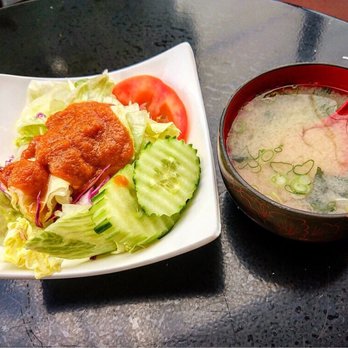 Kenji Sushi - Miso soup & house salad - came with the Sushi Deluxe - Sushi Bars Near Me - Denver, Colorado Kenji Sushi - Miso soup & house salad - came with the Sushi Deluxe - Sushi Bars Near Me - Denver, Colorado