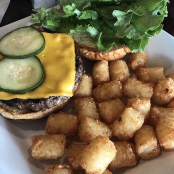 Tap House Grill - Cheese burger with Tots - New American Near Me - Oswego, Illinois Tap House Grill - Cheese burger with Tots - New American Near Me - Oswego, Illinois