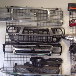 San Pedro Auto Collision Parts & Accesories - Various Grilles and lights on display