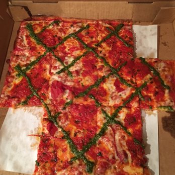 Pizza Village - "The Grandpa" so good we couldn't stop eating it for the picture! - Pizza Near Me - Doylestown, Pennsylvania