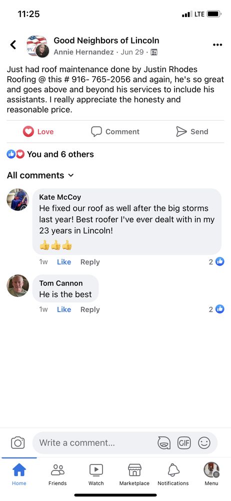 Slide of Rhodes Roofing