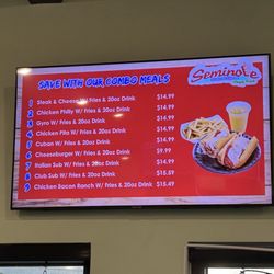 Seminole Subs & Gyros - Park St - Combo menu