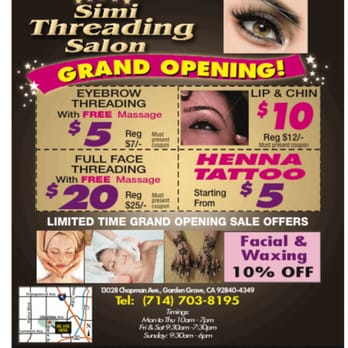 Simi Threading Salon - Grand Opening! - Hair Salons Near Me - Garden Grove, California Simi Threading Salon - Grand Opening! - Hair Salons Near Me - Garden Grove, California