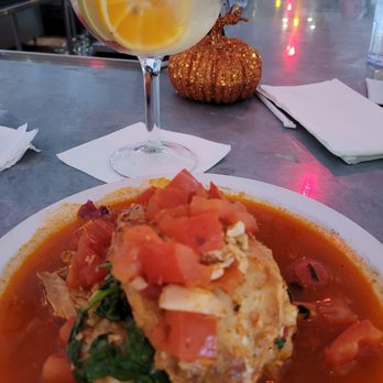 Pita Jungle - Roasted chicken served over mashed potatoes, tomatoes,  garlic and spinach! Oh yum! - Mediterranean Near Me - Tempe, Arizona