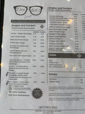 Menu photo 1 Dexter's Grill Southgate, MI