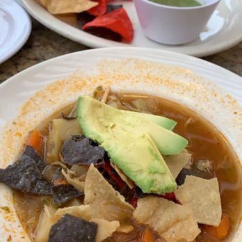 Prohibition Brewing - Bowl of chicken tortilla soup (it came with the plate of chips behind it and we asked for the salsa) - American Near Me - Vista, California Prohibition Brewing - Bowl of chicken tortilla soup (it came with the plate of chips behind it and we asked for the salsa) - American Near Me - Vista, California
