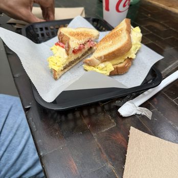 Briar Patch Marketplace & Cafe - Sausage and egg sandwich . - Antiques Near Me - Galax, Virginia