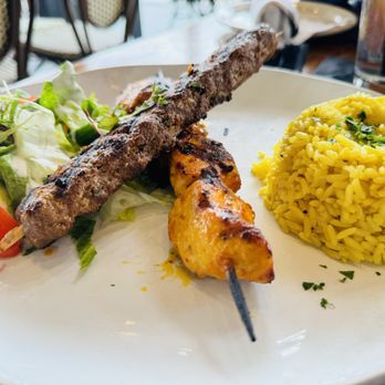 The Olive Restobar - The Olive Kabob Platter with grilled chicken and Kafka kabob. Hubbys choice. Not gf - Mediterranean Near Me - Downey, California The Olive Restobar - The Olive Kabob Platter with grilled chicken and Kafka kabob. Hubbys choice. Not gf - Mediterranean Near Me - Downey, California