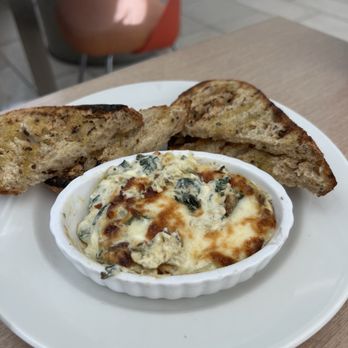 Steenbock's On Orchard - Madison sourdough toast points with spinach artichoke dip - New American Near Me - Madison, Wisconsin