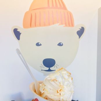 Eb & Bean - Cute bear painting on the wall.  Small salted butter caramel with honey whipped cream and toasted coconut ~ $6.45 - Ice Cream & Frozen Yogurt Near Me - Portland, Oregon