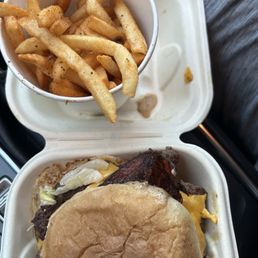 Double Smash with grilled onions and bacon! Double Smash with grilled onions and bacon!