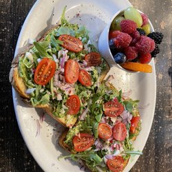 Cafe Soleil - Avocado toast with fresh fruit.
