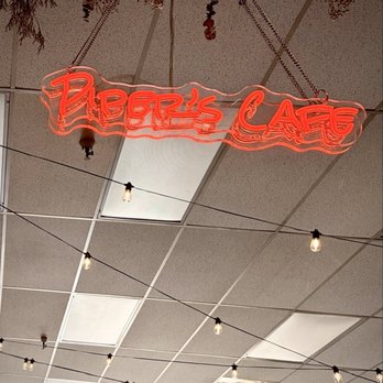 Piper's Cafe - Cute Neon Sign Hanging From a Mirror with Fairy Lights. - Coffee & Tea Near Me - Aloha, Oregon