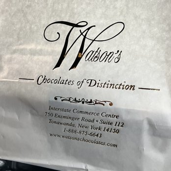 Watson's Chocolates - Label from shopping bag - Chocolatiers & Shops Near Me - Buffalo, New York
