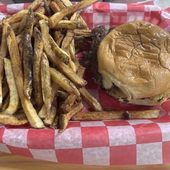 Crossroads Café - Burger basket with fries. - Coffee & Tea Near Me - York, South Carolina Crossroads Café - Burger basket with fries. - Coffee & Tea Near Me - York, South Carolina