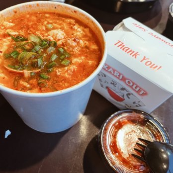 Gushi - Tofu Soup (vegetarian with seafood)! Came with kimchi and rice. Hit the spot! - Korean Near Me - Los Angeles, California