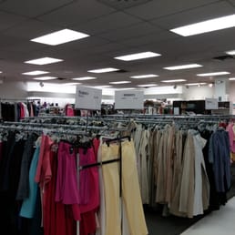 A pretty good selection of women's clothing, considering the small space.