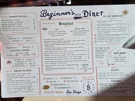 Menu photo 1 Beginner's Diner San Diego, CA