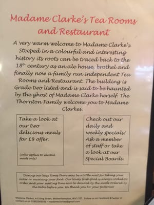 Menu photo 2 Madame Clarke's Wolverhampton, WLV