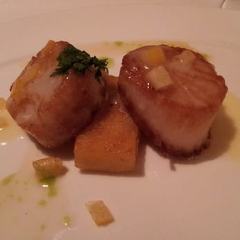 Le Papillon - Pan Seared Maine Day Boat Scallops with Hazelnut Polenta and Preserved Lemon - French Near Me - San Jose, California