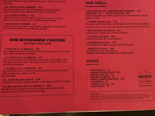 Menu photo 4 Pollos & Jarras Miami, FL