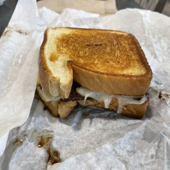 Sharks Burger - Buda - Patty melt with two patties, grilled onions, and A1 - Breakfast & Brunch Near Me - Buda, Texas