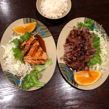 Sushi Tomi - Combination Dinner - Teriyaki Salmon & Teriyaki Beef - Sushi Bars Near Me - Mountain View, California Sushi Tomi - Combination Dinner - Teriyaki Salmon & Teriyaki Beef - Sushi Bars Near Me - Mountain View, California