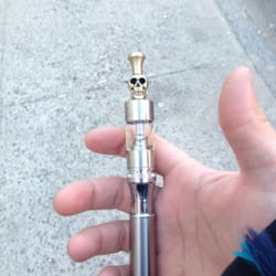 City Vape - Big thanks to Spiro for everything! My custom e-cig has a skull drip tip, KangerTech AeroTank, & Vision Spinner 1300mah battery.