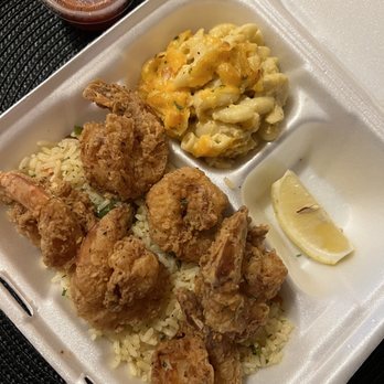 The Licking - Fried Shrimp Dinner with Veggie Rice and Mac & Cheese - Soul Food Near Me - Miami, Florida The Licking - Fried Shrimp Dinner with Veggie Rice and Mac & Cheese - Soul Food Near Me - Miami, Florida