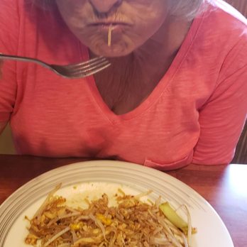 Chaba Thai Cuisine - Kathi with her Pad Thai with chi ken.. - Thai Near Me - Scarborough, Maine Chaba Thai Cuisine - Kathi with her Pad Thai with chi ken.. - Thai Near Me - Scarborough, Maine