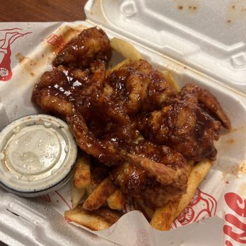 LadyBird Beer Garden - Buffalo shrimp (Chipotle BBQ sauce) with Cajun Fries - Bars Near Me - San Antonio, Texas LadyBird Beer Garden - Buffalo shrimp (Chipotle BBQ sauce) with Cajun Fries - Bars Near Me - San Antonio, Texas