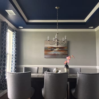 Beyond Color Interiors - Dining ceiling and wall paint with navy and grays - Painters Near Me