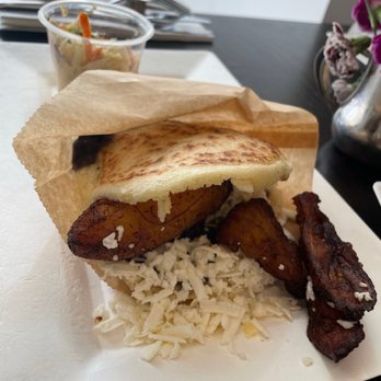 Amara Chocolate & Coffee - "La Suegra" arepa. Plantain, black beans and queso fresco. It was so good! - Coffee & Tea Near Me - Pasadena, California Amara Chocolate & Coffee - "La Suegra" arepa. Plantain, black beans and queso fresco. It was so good! - Coffee & Tea Near Me - Pasadena, California