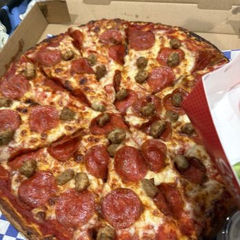 Pizza Twist - Large pepperoni sausage pizza - Pizza Near Me - Rialto, California