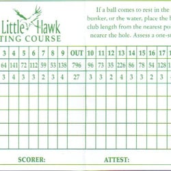 Hawk Hollow Golf Course & Banquet Facility - Little Hawk score card