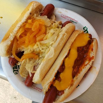 Nathan's Famous - Hotdogs (Chili & Cheese, Sauerkraut & Onions, Sauerkraut & Mustard) - Hot Dogs Near Me - Brooklyn, New York Nathan's Famous - Hotdogs (Chili & Cheese, Sauerkraut & Onions, Sauerkraut & Mustard) - Hot Dogs Near Me - Brooklyn, New York