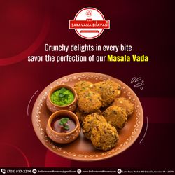 Sai Saravana Bhavan - Crunchy delights in every bite! Savor the perfection of our Masala Vada. Order online now at #SaiSaravanaBhavan.