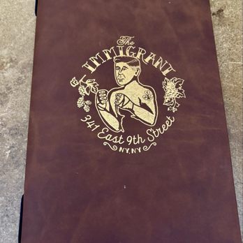 The Immigrant - Front of Menu - Wine Bars Near Me - New York, New York