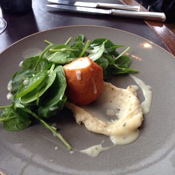 NoMI - Parmesan encrusted egg with fresh spinach and pomme purée (Restaurant Week Menu) - Bars Near Me - Chicago, Illinois