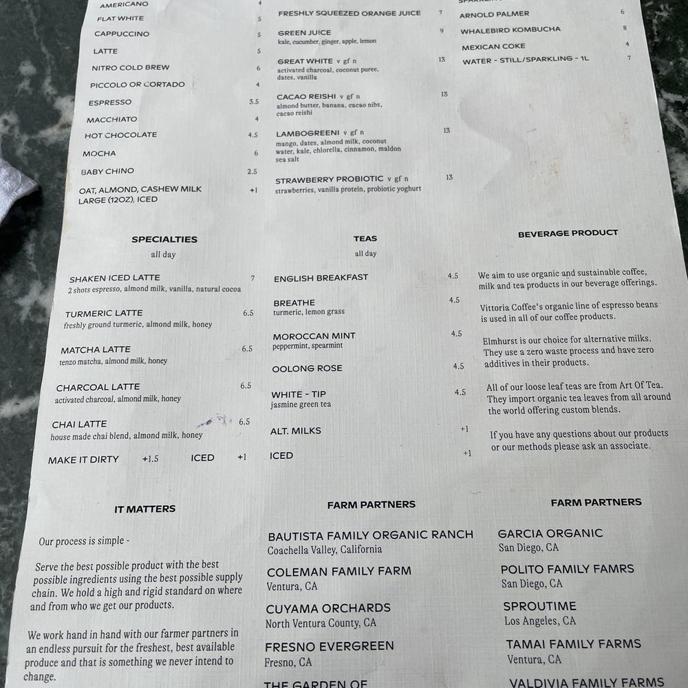 Great White - Menu - Cafes Near Me - Los Angeles, California Great White - Menu - Cafes Near Me - Los Angeles, California