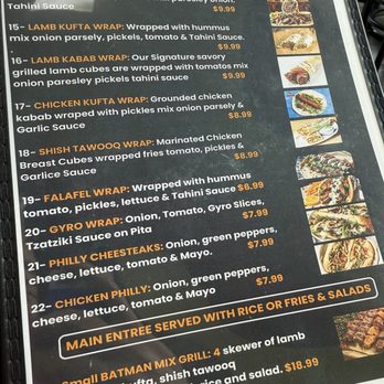 Batman Grill - Menu 7/25 - Mediterranean Near Me - Indianapolis, Indiana