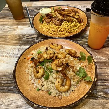 Fusion Corner - Grilled Shrimp Fried Rice / Garlic Noodle w/ Grilled Chicken - Asian Fusion Near Me - Stanton, California Fusion Corner - Grilled Shrimp Fried Rice / Garlic Noodle w/ Grilled Chicken - Asian Fusion Near Me - Stanton, California