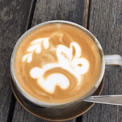 The Lakes Boat Shed Cafe - Bunny in my large flat coffee...I almost didn't want to stir in the sugar. Thank you for the detail!!!