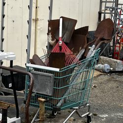 Paul's Place - Grocery cart filled with garden implements