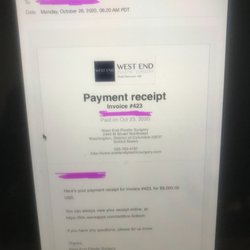 Praful Ramineni at District Plastic Surgery - Just so they cannot deny that I'm a patient. here is the receipt
